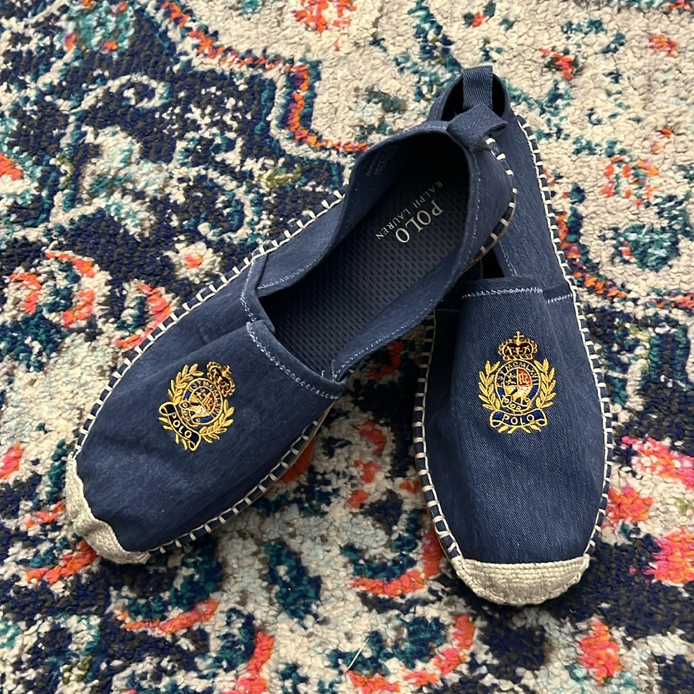 NWOT Polo Ralph Lauren Denim Chambray Barron Crest Espadrille Men Size 9.5